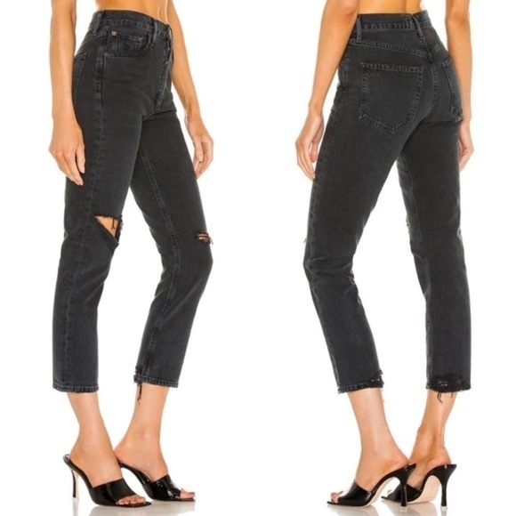 AGOLDE Riley High Rise Straight Crop Distressed - Picture 2 of 9